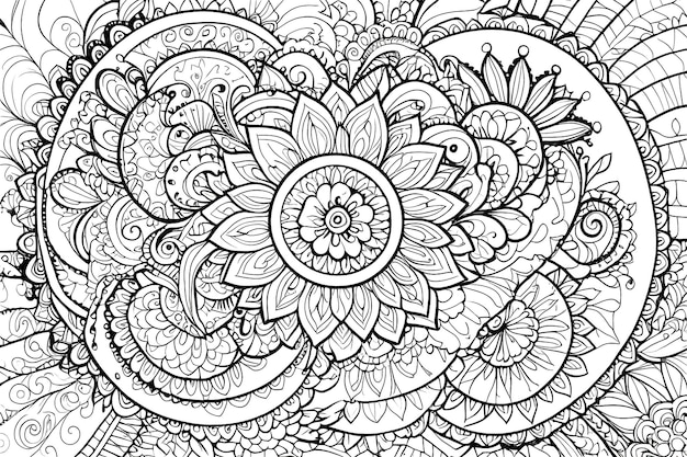 Mandala ornamental para adultos para colorear página de libro de colorear estilo Entangle página para colorear ornamento árabe indio