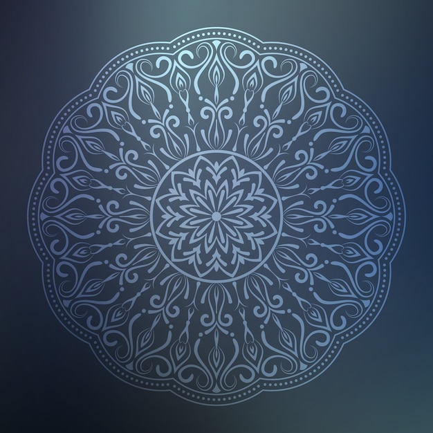 Vector mandala ornamental con estilo oriental islámico floral arabesco de color plateado