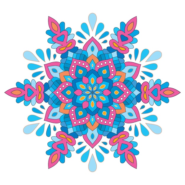 Mandala ornamental floral colorido y único.