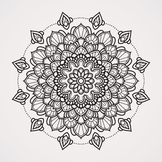 Mandala ornamental forma de flor circular simétrica adecuada para tatuajes de henna fotos libros para colorear islam hindubuddha india pakistan chino árabe