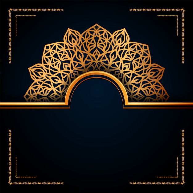 Mandala ornamental de lujo fondo islámico con patrones árabes dorados
