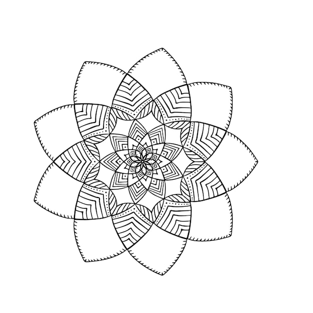 Mandala ornamental tatuaje blanco y negro floral