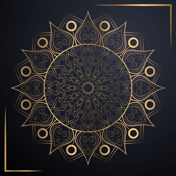 Mandala de oro de una flor que descarga el archivo eps