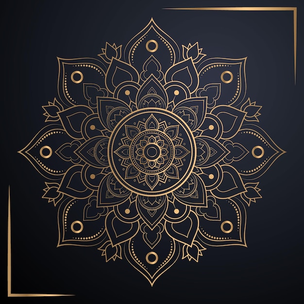 Mandala de oro de una flor que descarga el archivo eps