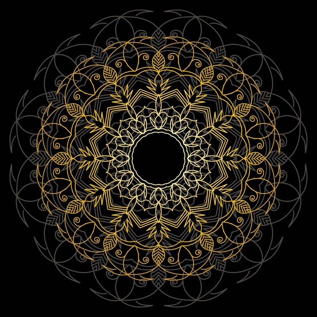 Mandala de oro lindo. flor ornamental redonda del doodle aislada en el fondo blanco. adorno decorativo geométrico en estilo étnico oriental.