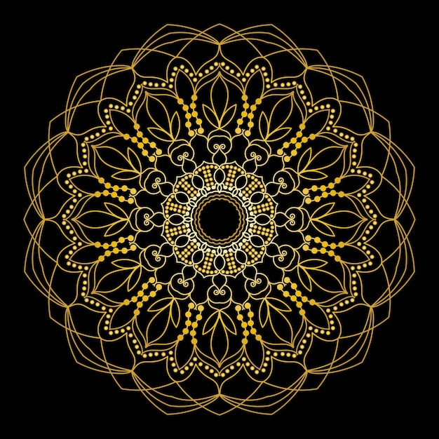 Mandala de oro lindo. Flor ornamental redonda del doodle aislada en el fondo blanco. Adorno decorativo geométrico en estilo étnico oriental.
