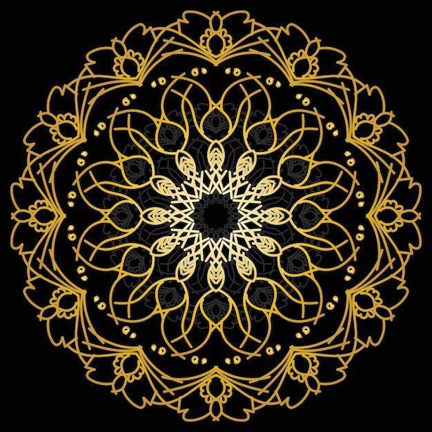 Mandala de oro lindo. flor ornamental redonda del doodle aislada en el fondo blanco. adorno decorativo geométrico en estilo étnico oriental.