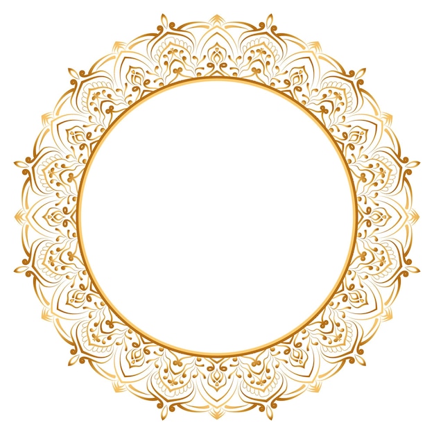 Mandala de oro de lujo Círculo de patrón dorado Marco islámico de boda Invitación de fondo transparente