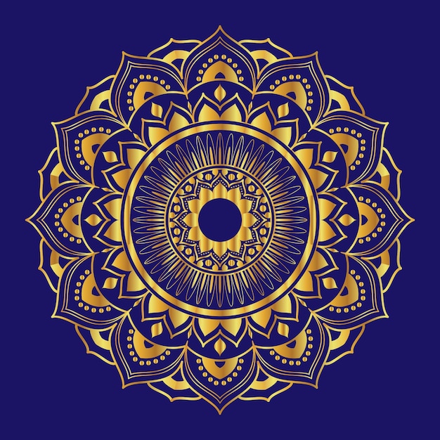 Mandala de oro sobre un fondo azul. mandala de oro sobre un fondo azul. ilustración de stock de ilustración vectorial