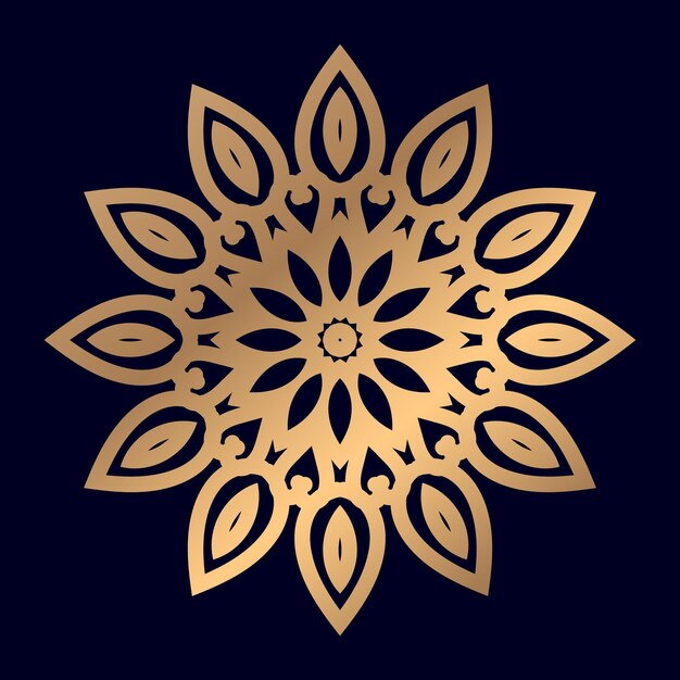 Mandala de oro sobre un fondo azul oscuro