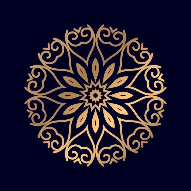 Mandala de oro sobre un fondo azul oscuro