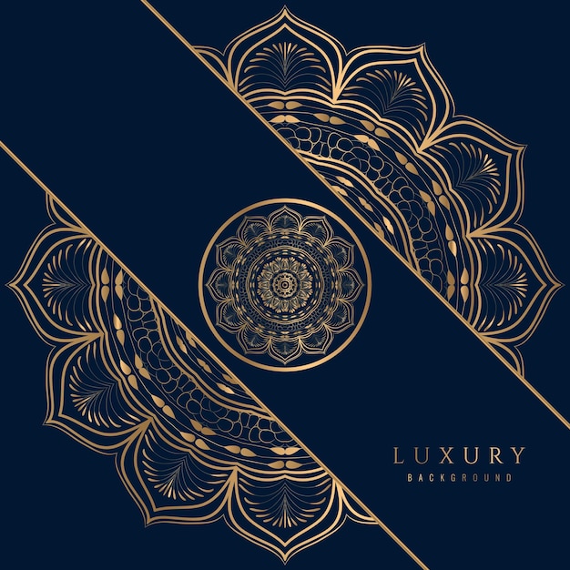 Mandala de oro sobre un fondo azul oscuro