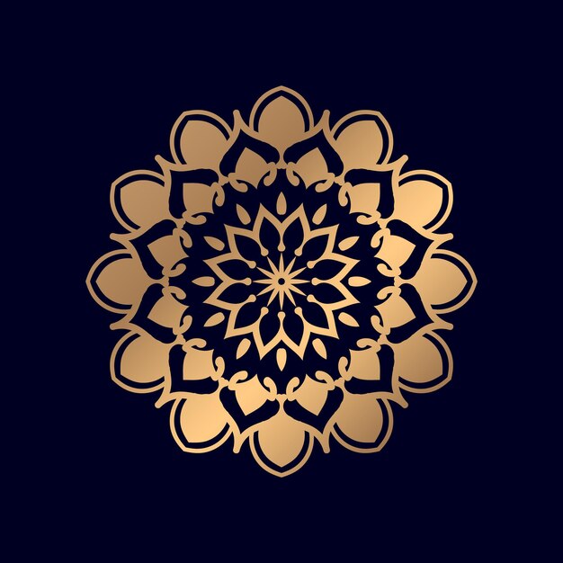 Mandala de oro sobre un fondo azul.