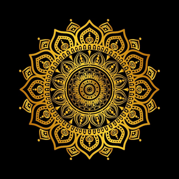 Mandala de oro sobre un fondo negro. mandala de oro sobre un fondo negro. ilustración vectorial