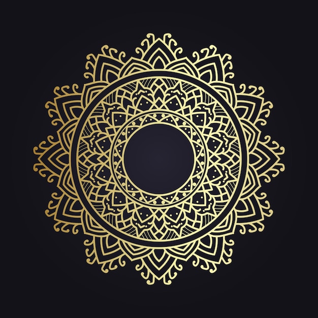 Mandala de oro sobre un fondo negro
