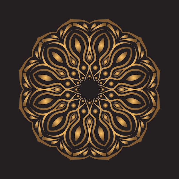 Mandala de oro sobre un fondo negro