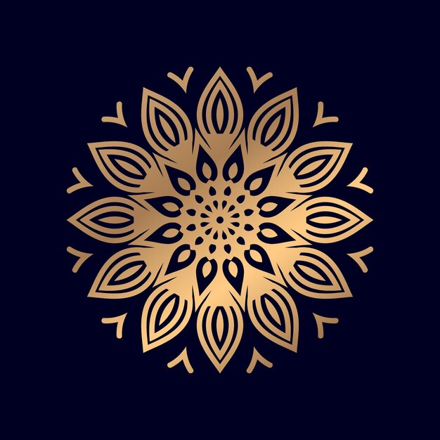 Mandala de oro sobre un fondo negro