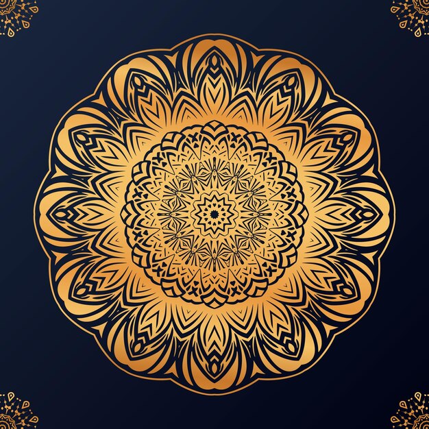 Mandala de oro sobre un fondo negro
