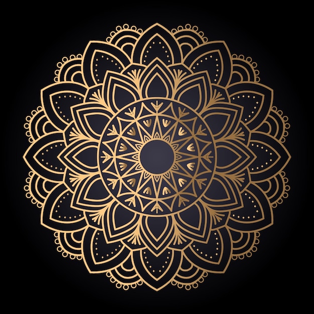 Mandala de oro sobre un fondo negro