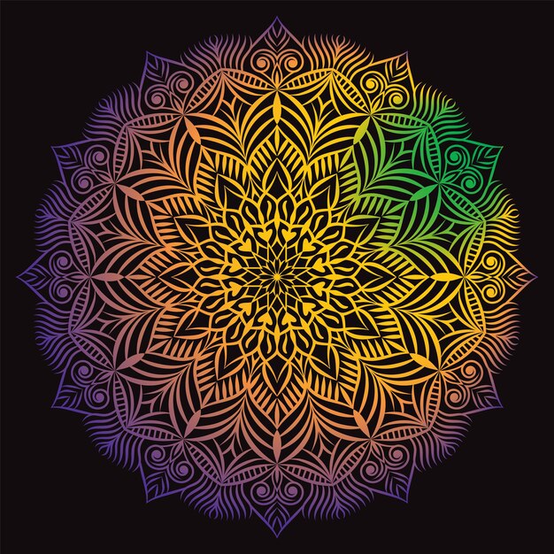 Mandala Página de libro para colorear Medallón de artistas indios Fondo blanco y colorante contorno negro