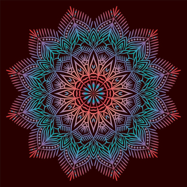 Mandala Página de libro para colorear Medallón de artistas indios Fondo blanco y colorante contorno negro