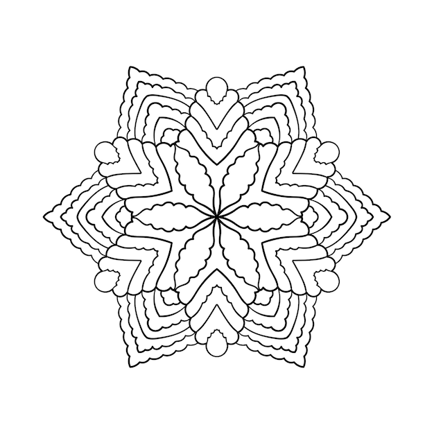 Mandala patrón redondo étnico fondo decorativo en círculo copo de nieve estilizado página de libro para colorear