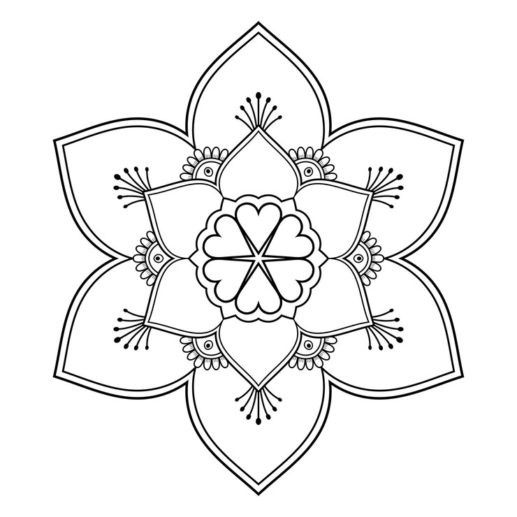 Mandala de patrones ornamentales florales para colorear página