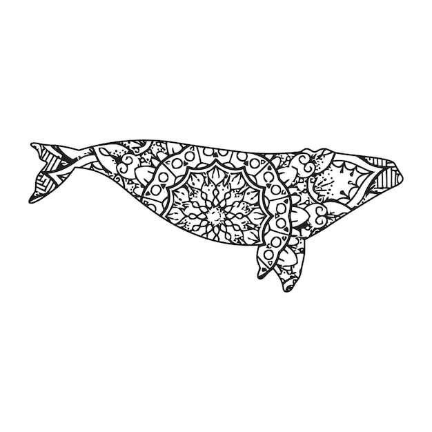 Vector mandala pez para colorear fondo transparente diseño de mandalas y diseño de impresión