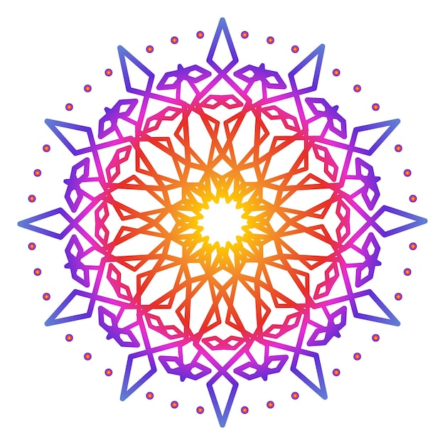 Mandala plantilla colorido estilo de línea aislado
