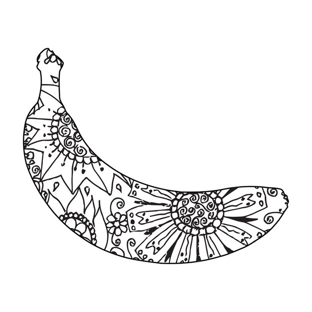 Mandala Plátano Página Para Colorear Para Niños