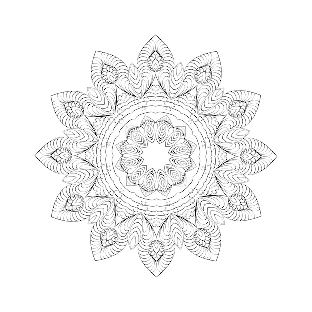 Mandala redonda para diseño Página de libro para colorear antiestrés