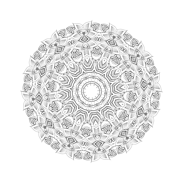 Mandala redonda para diseño Página de libro para colorear antiestrés