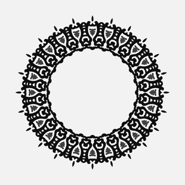 Mandala redonda negra en fondo blanco aislado Mandala boho vectorial
