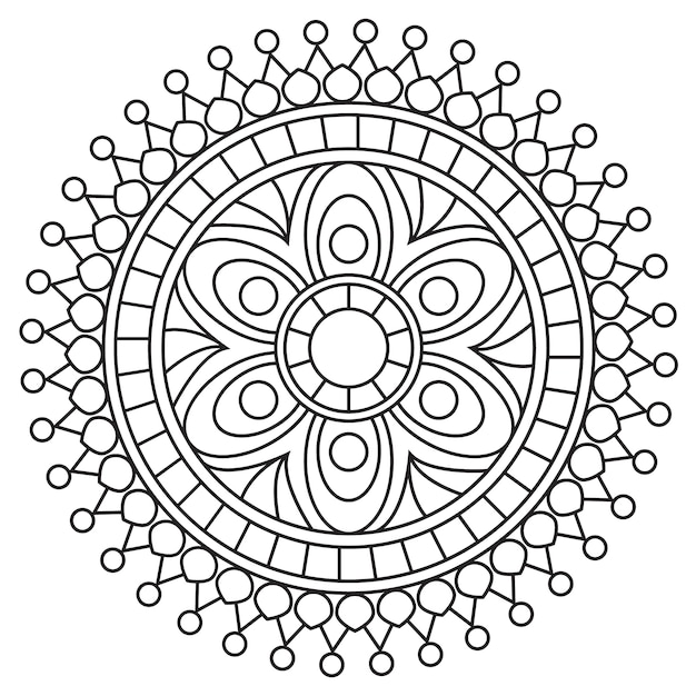 Mandala redonda ornamental libro para colorear relajante