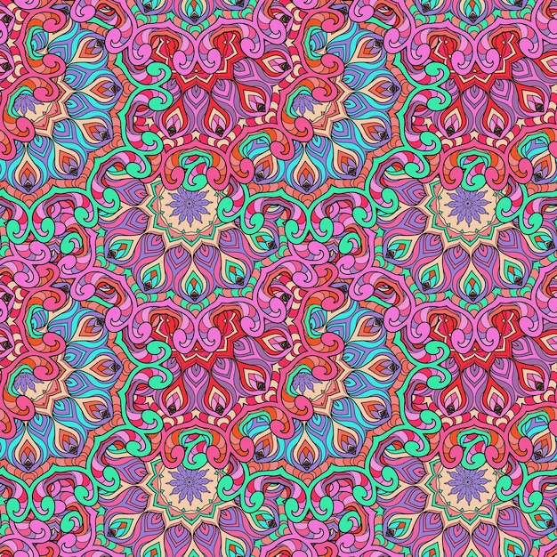 Mandala redonda de patrones sin fisuras Árabe Indio Islámico Otomano ornamento Motivo étnico Ilustración vectorial