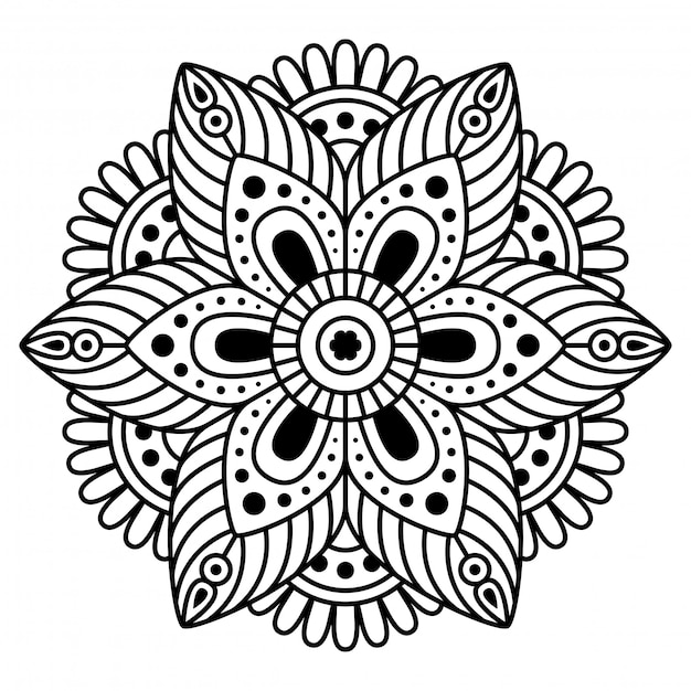 Mandala redonda sobre fondo blanco