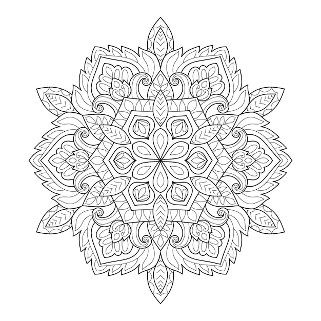 Mandala redondeada decorativa para colorear ilustración de página de libro
