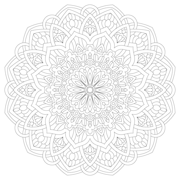 Mandala redondeada intrincada Página para colorear Diseño relajante y detallado para la creatividad consciente