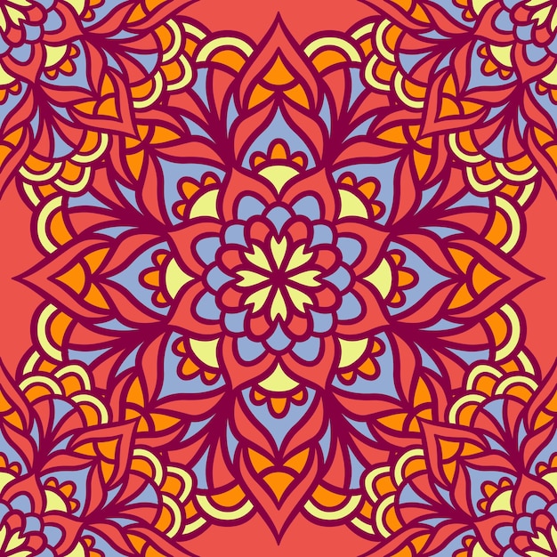 Mandala redondo adorno de patrones sin fisuras, patrón floral étnico, elementos decorativos vintage