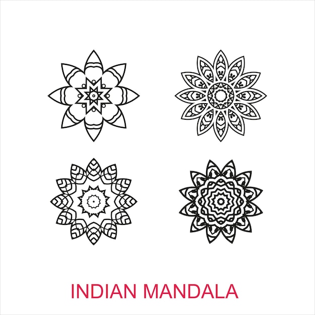Mandala redondo sobre fondo negro y blanco aislado Mandala vectorial
