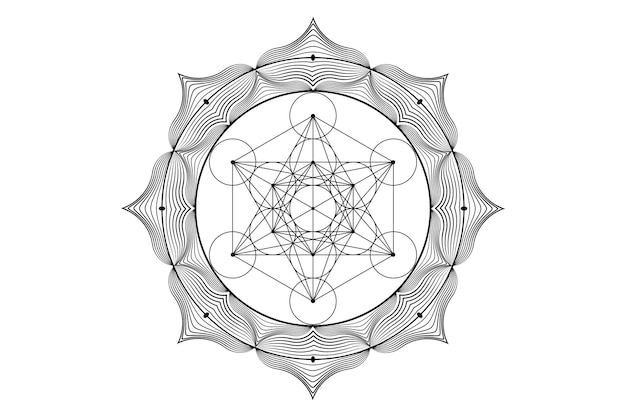 Mandala sagrada de Metatrons Cubo místico Flor de la Vida Geometría sagrada elemento gráfico Vector