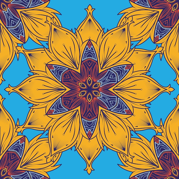 Mandala seamless pattern color flower