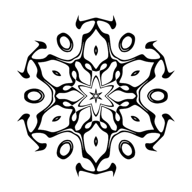 Mandala simétrica con temas de estrellas con patrones de flujo orgánico