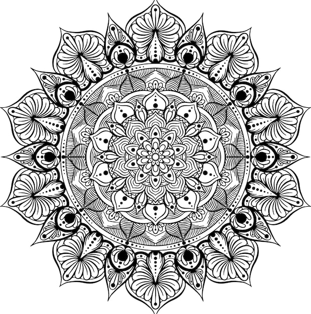 mandala simple en blanco y negro