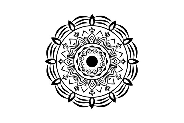 Mandala simple para colorear, mandala redondo, elemento circular geométrico, caleidoscopio.