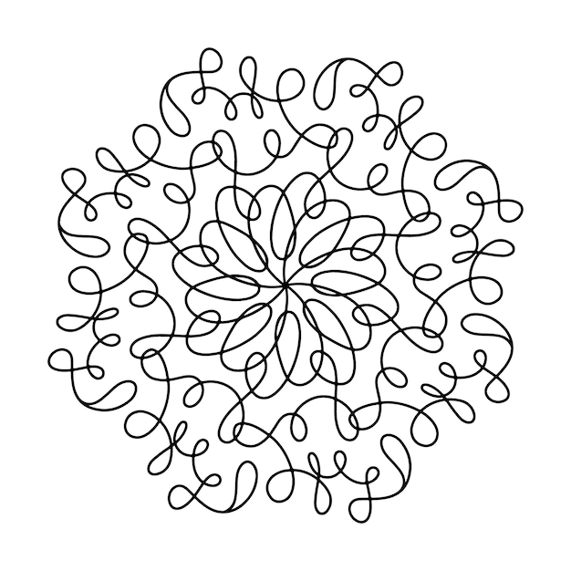 Mandala de telaraña dibujada a mano aislada sobre fondo blanco Lindo garabato calamar pulpo tentáculos colmena alienígena atrapasueños Página para colorear para adultos y niños Scribble ink line art Libro antiestrés