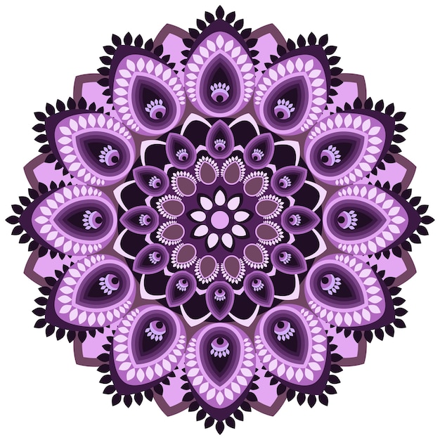Mandala en tonos violetas Diseño étnico oriental Patrón oriental ornamento redondo