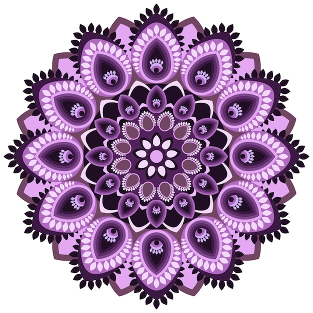 Mandala en tonos violetas diseño étnico oriental patrón oriental ornamento redondo