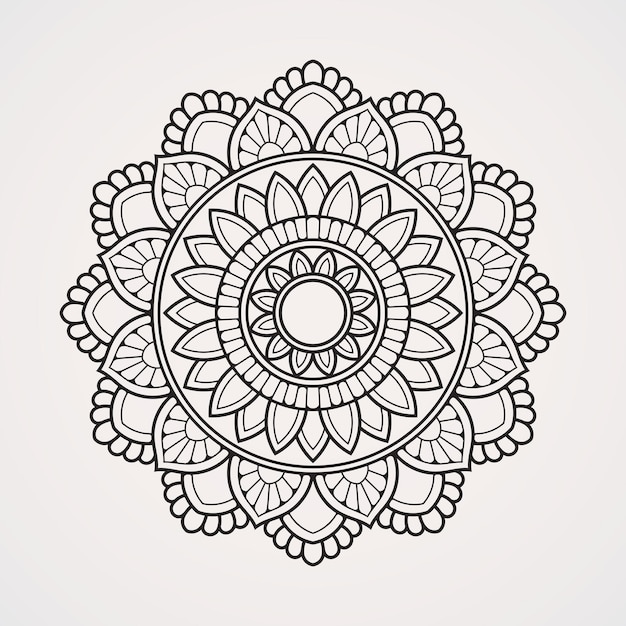 Mandala tradicional con formas de flores y adornos adecuados para tatuajes de henna, fotos, libros para colorear, islam hindubuddha india pakistán chino árabe