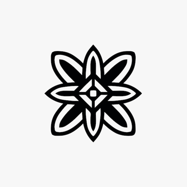 Mandala Tribal Flower Symbol Logo sobre fondo blanco Stencil Decal Tattoo Vector Design